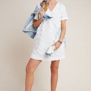 Marcelle Textured Shift White Dress, Petite Medium